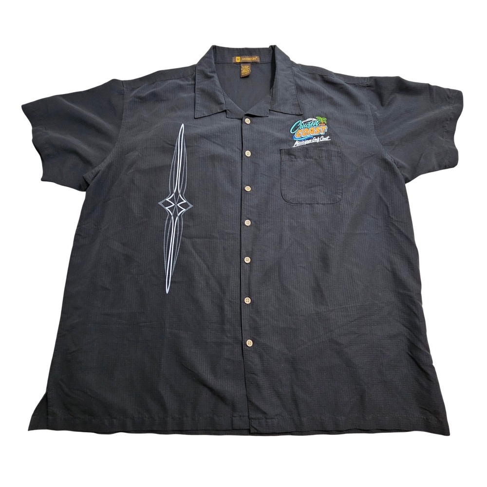 Harriton Button Down Shirt Mens 3XL Black Cruisin The Coast Cubavera Graphic